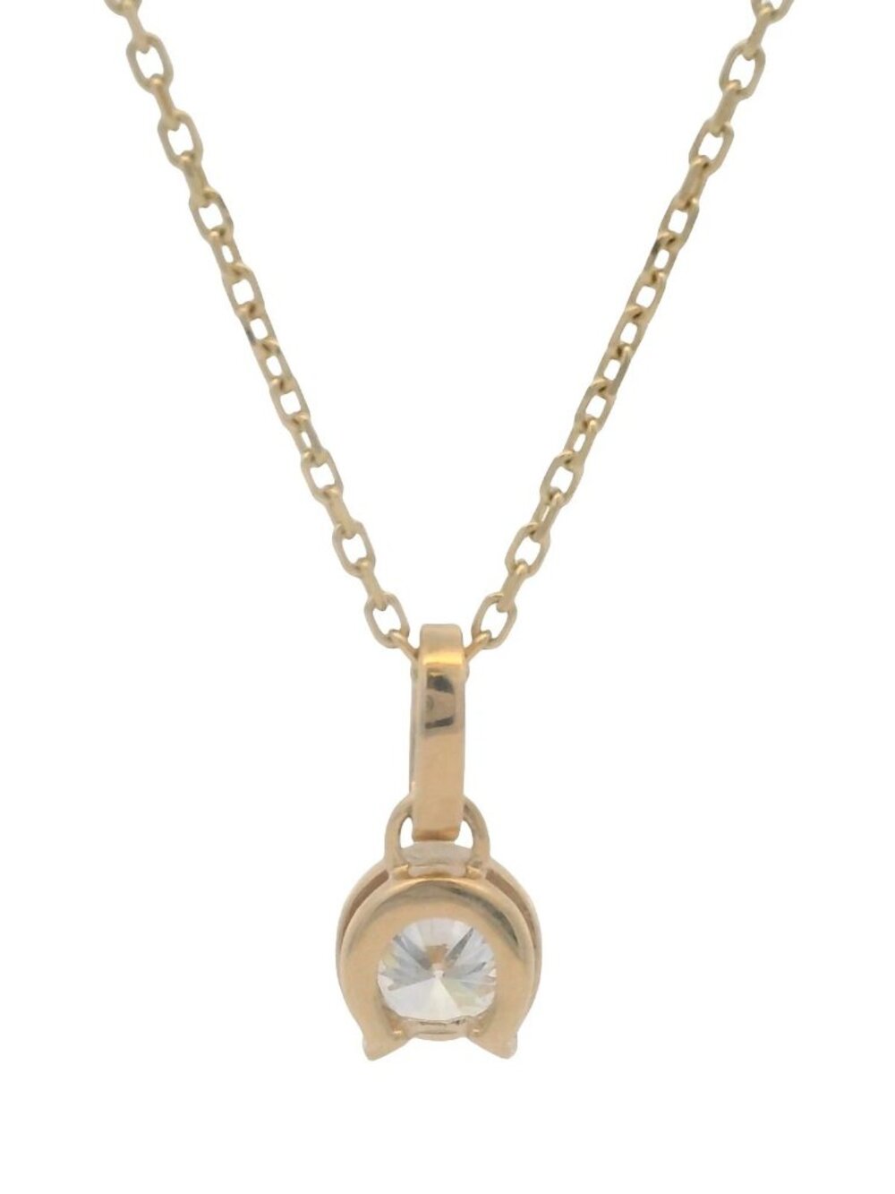 Pandora 14kt Yellow Gold Lab Grown Diamond Horseshoe Pendant on 17.5" Chain